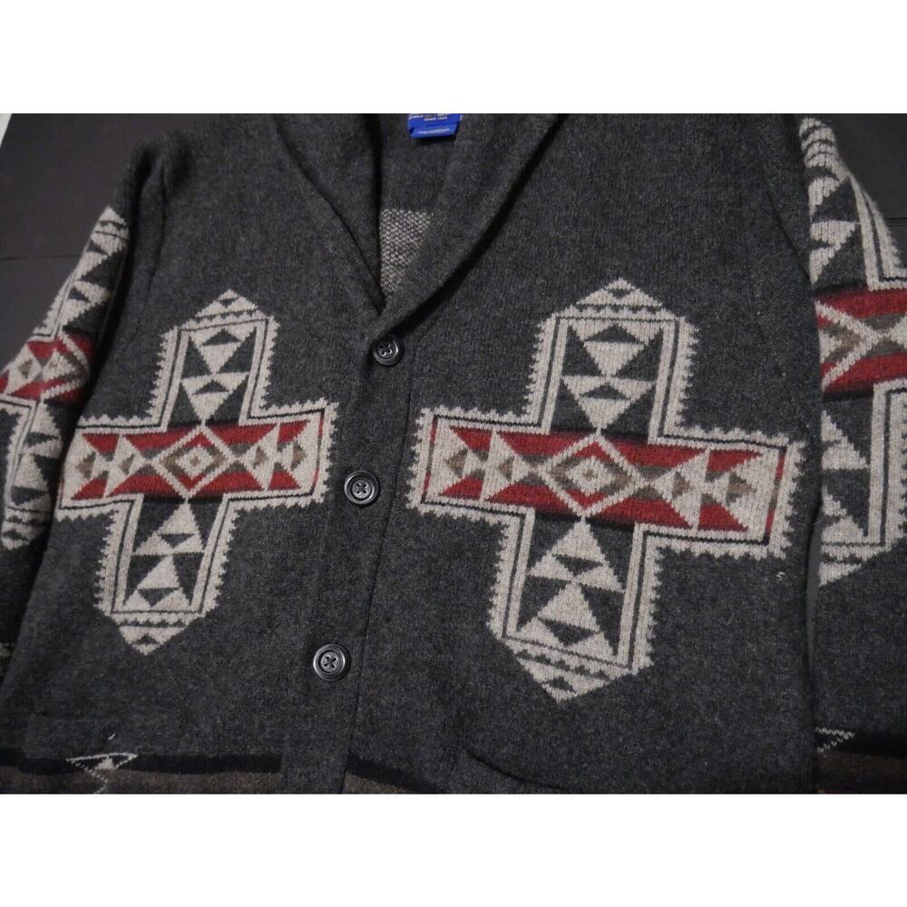 Pendleton Gray And Red Patterned Crewneck Sweater - image 3